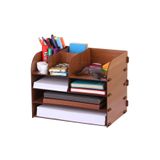 KLES A4 Evrak Rafı Masaüstü Organizer Dosya Düzenleyici Ahşap Organizer - Org_4_kahverengi