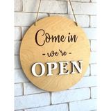 Kles Ahşap Açık Kapalı Yazısı Open Closed Açığız Kapalıyız Yazısı Ingilizce Açık Kapalı