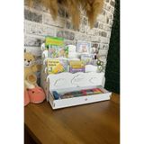 KLES Cute Cloudy Montessori Çekmeceli Ve Kalemlikli Çocuk Kitaplığı 4 Raflı Ahşap Masaüstü Kitaplık