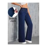 kleshus Çnr Kadın Yüksek Bel Lacivert Salaş Jeans Likralı Esnek Kot Pantolon Yeni Hsn-1