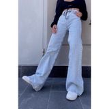 Kleshus Ganikus 2025 Sude Kar Yıkama Mavi Kot Likralı Palazzo Bol Paça Jeans Pantolon