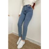 Kleshus Ganikus Nisa Mom Mavi Kar Kadın Jeans Pantolon Rahat Kesim Mom