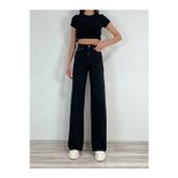 Kleshus Ganikus Pamela Kadın 90's Wide Leg Jeans Siyah Salaş Yüksek Bel Likralı Palazzo Kot Pantolon