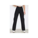 Kleshus Ganikus Pamela Kadın 90's Yüksek Bel Solmayan Siyah Wide Leg Likralı Palazzo Jeans Pantolon
