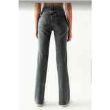 Kleshus Ganikus Tanya Füme Salaş Füme Palazzo Kadın Jeans Pantolon New