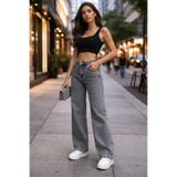 kleshus Hsn Kadın Füme Salaş Likralı Bel Salaş Jean Pantolon New Sezon-2