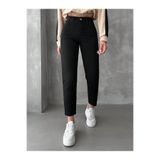kleshus Likralı Kadın Mom Siyah Fit - Yüksek Belli Rahat Jean Pantolon-4