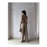 Klex Kadın Kuşaklı Tokalı Crop Bluz ve Palazzo Pantolon Takım - Bordo | Mint | Siyah | Vizon