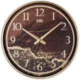 Klik Simplex G2 Assos Mermeri Plastik Kasa Gold Renkli 37.5 cm Çaplı Modern Sessiz Saniye Mekanizmalı Duvar Saati