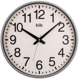 Klik Simplex Plastik Kasa Gri Renkli 37.5 cm Çaplı Modern Sessiz Saniye Mekanizmalı Duvar Saati