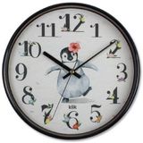 Klik Slim Penguen Plastik Kasa Siyah Renkli 30.5 cm Çaplı Modern Sessiz Saniye Mekanizmalı Duvar Saati