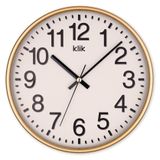 Klik Venüs Plastik Kasa Gold Renkli 27 cm Çaplı Modern Sessiz Saniye Mekanizmalı Duvar Saati