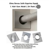 Klima Borusu Delik Kapatma Kapagı Kare Model Plastik 1 Adet Gri Renk - 11x6