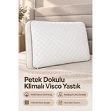 Klimalı Sert Visco Yastık 40×60×15 cm Baş Boyun Destekli 1 Adet - Beyaz