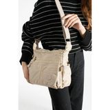 Klinkır Kadın Postacı Çanta Çok Cepli Kapaklı Model 30*20 cm Su Itici Çapraz Askılı Postacı Çanta - 30 x 20 cm - Krem