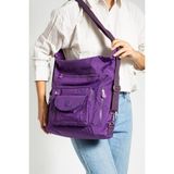 Klinkır Kumaş Ister Sırt Ister Omuz Ister Çapraz Askılı Fonksiyonel Kullanım Kadın Çantası 30*30 cm - 30 x 30 cm - Mor