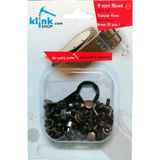 KLİNKSHOP Rivet 9 mm Antik Sarı Renk Kendin Yap Kiti, Çanta, Cüzdan, Kemer, Kot Pantolon, için Çekiçle Uygulama Aparatları ve 25 Adet Malzeme (Takım)-Paslanmaz Pirinç