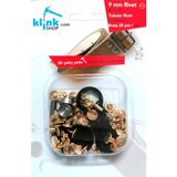 KLİNKSHOP Rivet 9 mm Gold Renk Kendin Yap Kiti, Çanta, Cüzdan, Kemer, Kot Pantolon için Çekiçle Uygulama Aparatları ve 25 Adet Malzeme (Takım)-Paslanmaz Pirinç - Altın