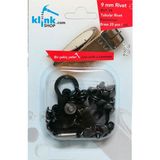 KLİNKSHOP Rivet 9 mm Siyah Renk Kendin Yap Kiti, Çanta, Cüzdan, Kemer, Kot Pantolon, için Çekiçle Uygulama Aparatları ve 25 Adet Malzeme (Takım)-Paslanmaz Pirinç