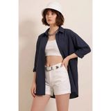 Klins Kids Kadın Oversize Basic Pamuklu Lacivert Gömlek - 36