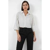 Klins Kids Kadın Oversize Çizgili Viskon Beyaz Gömlek - 40