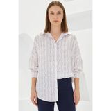 Klins Kids Kadın Oversize Desenli Saten Pudra Gömlek - 36
