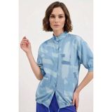 Klins Kids Kadın Oversize Desenli Viskon Mavi Gömlek - 38
