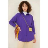 Klins Kids Kadın Oversize Kesim Basic Pamuklu Mor Tesettür Gömlek - 36
