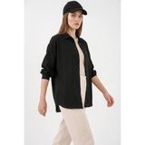 Klins Kids Kadın Oversize Kesim Pamuklu Siyah Gömlek - 38