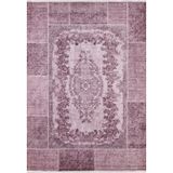 Klintsi Pembe Patchwork Modern Geometrik Etnik Desenli Boho Makinada Yıkanabilir Hafif Hav Toz Vermez Leke Tutmaz Kaymaz Taban Dijital Makine Baskı Halı Oturma Odası Salon Yolluk Koridor Mutfak Halısı