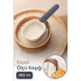Klipsli Ölçü Kaşığı Gıda Erzak Küreği Baharat Çay Kahve 180 ml - Şeffaf