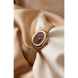 KLISHE Butik Classic Kadın Çelik Saat Gold Renk & Bordo Kadran Oval Kasa Vintage Old Money Lüks Klasik Zarif Şık Kadın Kol Saati | Premium Kadın Çelik Saat 2026