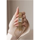 KLISHE Butik Classic Kadın Çelik Saat Gold Taşlı Dikdörtgen Kasa Vintage Old Money Zarif Şık Lüks Premium Kadın Kol Saati 2026