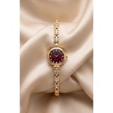 KLISHE Butik Diamond Kadın Çelik Saat Gold Renk & Bordo Kadran Premium Taşlı Vintage Old Money Lüks Şık Zarif Kadın Kol Saati 2026