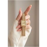 KLISHE Butik Diva Kadın Çelik Saat Gold Renk Dikdörtgen Kasa Vintage Old Money Luxury Zarif Şık Kadın Kol Saati | Premium Limited Edition 2026
