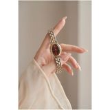 KLISHE Butik Kadın Çelik Saat Gold & Gümüş Mix Kordon Bordo Kadran Oval Kasa Vintage Old Money Zarif Şık Kadın Kol Saati Roma Rakamlı | Premium Limited Edition 2026