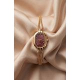 KLISHE Butik Kadın Çelik Saat Gold Renk Bordo Kadran Old Money Vintage Oval Kasa Lüks Zarif Şık Kadın Kol Saati 2026