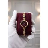 KLISHE Butik Kadın Çelik Saat Gold Renk & Bordo Kadran Premium Taşlı Vintage Saat Old Money Zarif Şık Lüks Kadın Kol Saati Limited Edition 2026