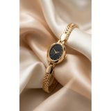 KLISHE Butik Kadın Çelik Saat Gold Renk & Siyah Kadran Oval Kasa Özel Tasarım Vintage Old Money Lüks Zarif Şık Kadın Kol Saati | Limited Edition 2026