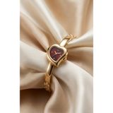 KLISHE Butik Loyal Kadın Çelik Saat Gold Renk & Bordo Kadran Özel Tasarım Kasa Vintage Old Money Luxury Zarif Şık Kadın Kol Saati | Limited Edition 2026