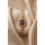 KLISHE Butik Pinterest Kadın Çelik Saat Gold Renk & Bordo Kadran Vintage Old Money Luxury Edition Zarif Şık Kadın Kol Saati 2026