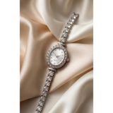 KLISHE Butik Valentina Kadın Çelik Saat Gümüş Renk Oval Kasa Taş Detaylı Vintage Saat Old Money Luxury Zarif Şık Kadın Kol Saati | Premium Limited Edition 2026