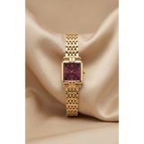 KLISHE Butik Vintage Kadın Çelik Saat Gold Renk & Bordo Kadran Kare Kasa Old Money Luxury Zarif Şık Kadın Kol Saati | Limited Edition 2026