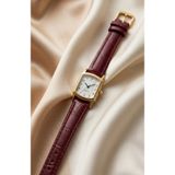 KLISHE Butik Vintage Kadın Saat Gold Renk Bordo Deri Kordon Vintage Old Money Zarif Şık Kadın Kol Saati | Premium Limited Edition 2026