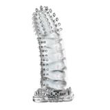 Klitoral Uyarıcılı Tırtıklı Şeffaf Penis Kılıfı - B1115