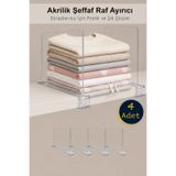 Kloppenhug 4 Adet Çok Amaçlı Şeffaf Akrilik Dolap Raf Ayırıcı | Çanta Raf Düzenleyici Set |20x30 cm