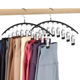 Klozet için Legging Organizatör, Pantolon Askıları, Metal Yoga Pantolon Askıları 2'li Paket w/10 Klips, Yerden Tasarruflu Asılı Dolap Düzenleyicisi w/Dolap Organizatörleri ve Pantolon Etekleri Eşarp