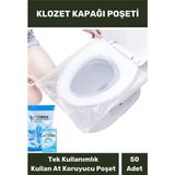Klozet Kapak Örtüsü Pratik Kullanımlı Hijyenik Klozet Kapağı Poşeti Avm Halka Açık Tuvalet 50 Adet - Ahşap - Tek Ebat