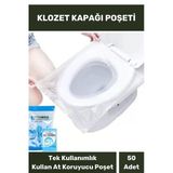 Klozet Kapak Örtüsü Pratik Kullanımlı Hijyenik Klozet Kapağı Poşeti Avm Halka Açık Tuvalet 50 Adet
