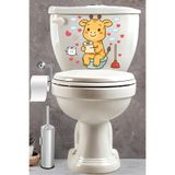 Klozet Sticker Sevimli Zürafa Kalpler ve Bulutlar Temalı Banyo Tuvalet Sticker